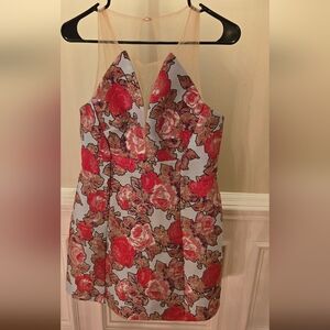 Topshop Floral Mini Dress - Red and Blue